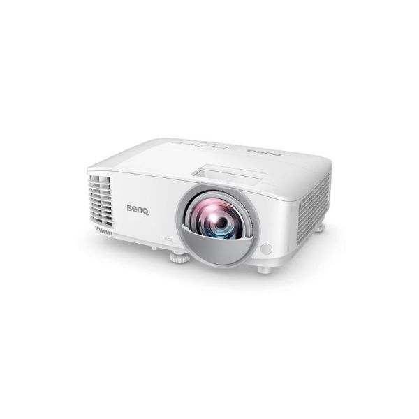 BenQ MX808STH white short throw projector front view with projection lens