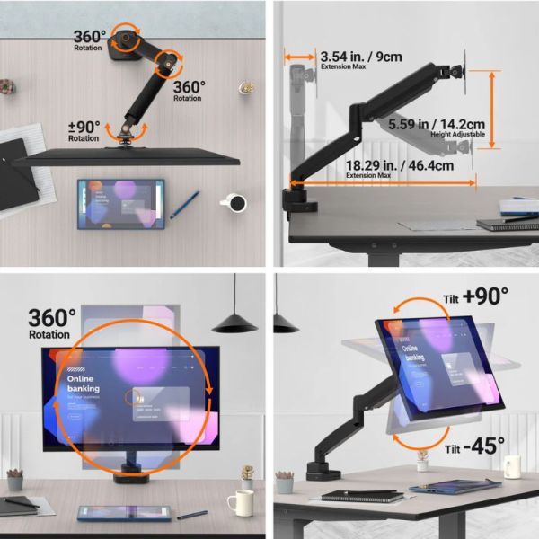 JTSA301 Ergonomic Monitor Mount with Dock