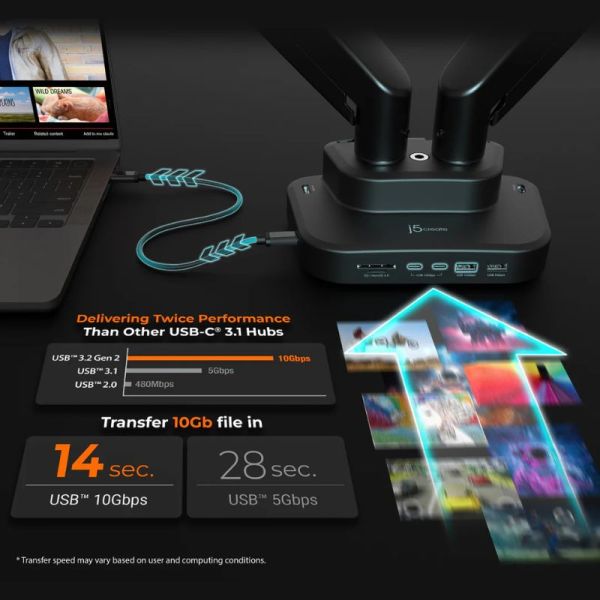 JTSA302 Dual-Monitor Mount with Docking Station