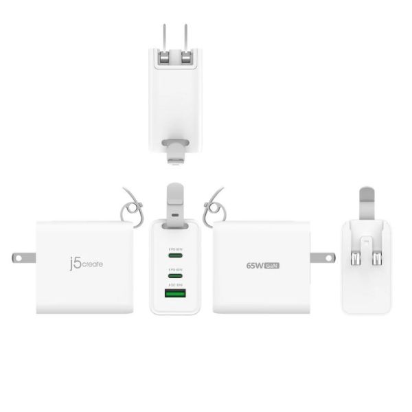 j5create JUP3565CV 65W GaN USB-C3-Port Travel Charger 
