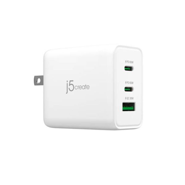 J5create JUP3365 65W GaN USB-C 3-Port Charger