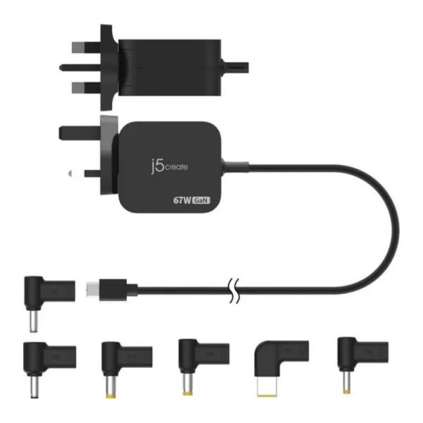 J5Create 67W USB-C Charger with 6 DC Connectors