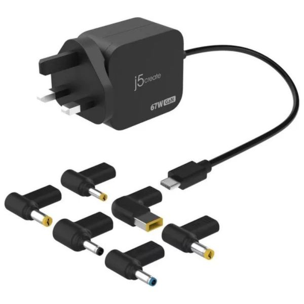 J5Create 67W USB-C Charger with 6 DC Connectors