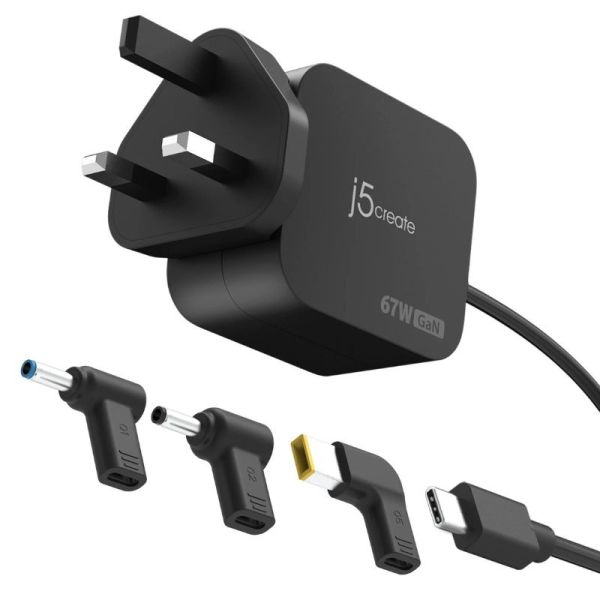 J5create USB-C Charger with 3 Types of DC Connector