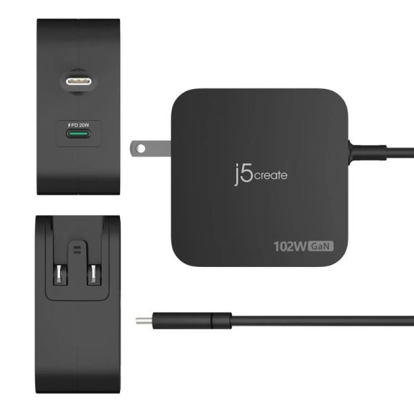 J5CREATE JUP25102 102W USB-C 2-Port Charger