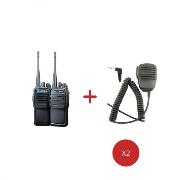 Mitex PMR446 Xtreme2 Twin Pack + Speaker Mics
