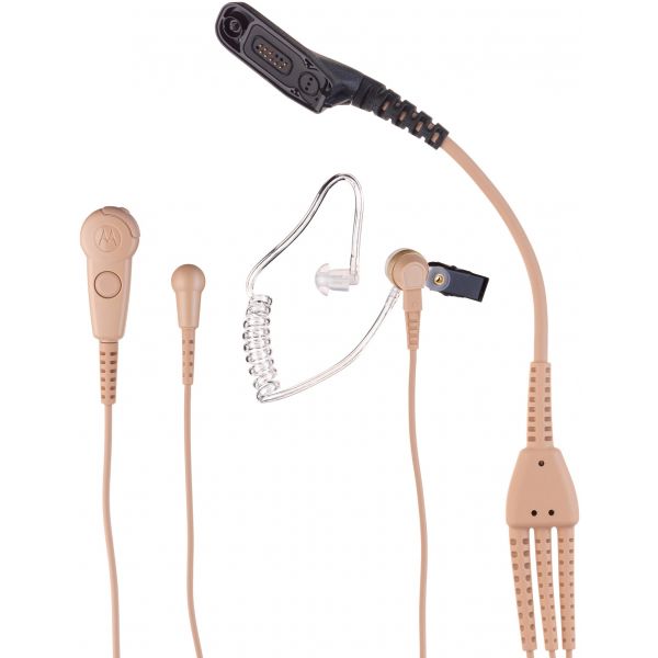 Motorola Trbo 3 Wire Earpiece with PTT - Beige 