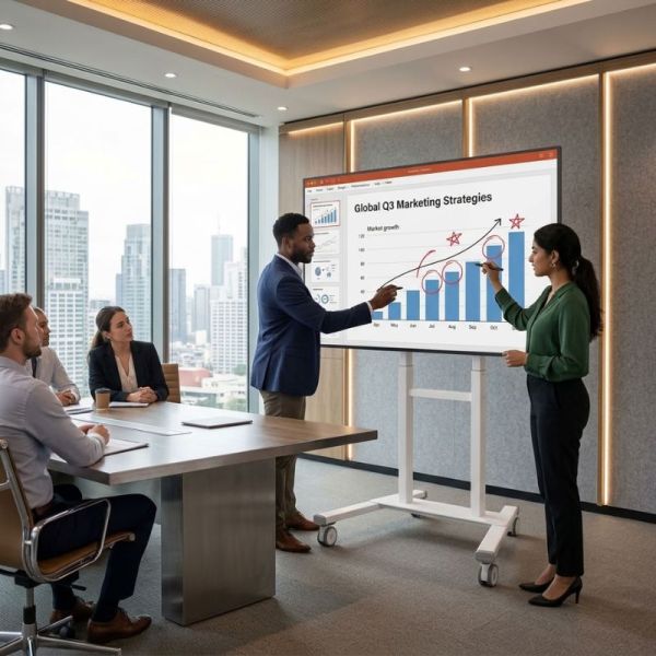 Samsung Flip Pro 85 interactive display with Neomounts MOVE Lift motorised stand