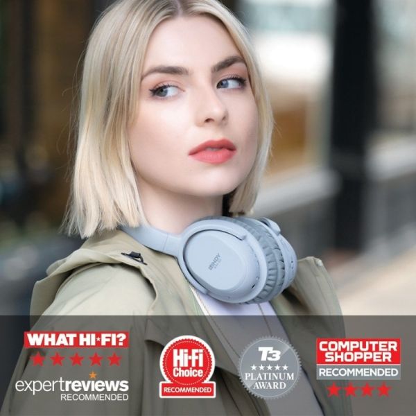 Lindy BNX-60 Wireless Active Noise Cancelling Headphones, Grey