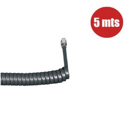 Coiled Telephone Handset Cord 5m (Graphite)