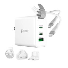j5create JUP3565CV 65W GaN USB-C3-Port Travel Charger 