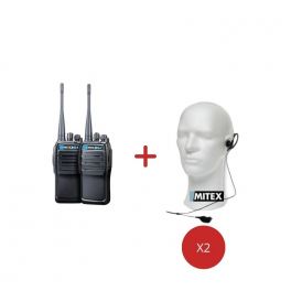 Mitex PMR446 Xtreme2 Twin Pack + G-Shape Earpieces