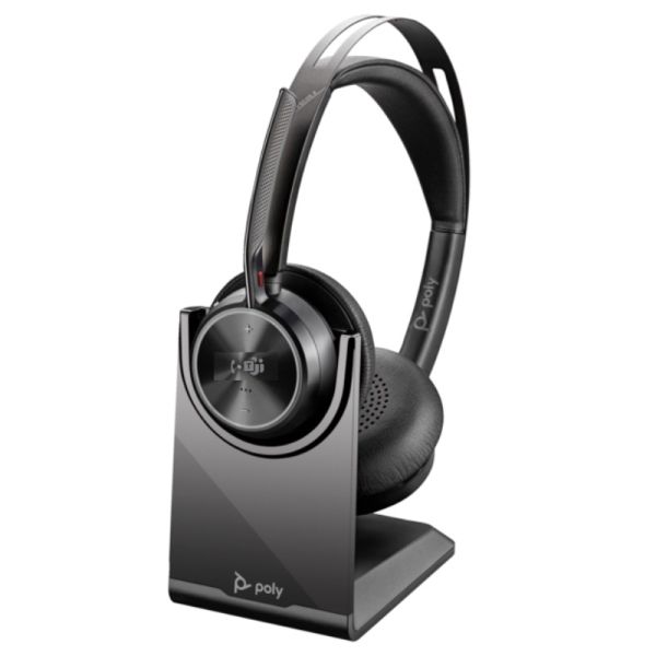 Poly Voyager Focus 2 USB-C-C Teams + USB-C to USB-A Adapter + Charging Base