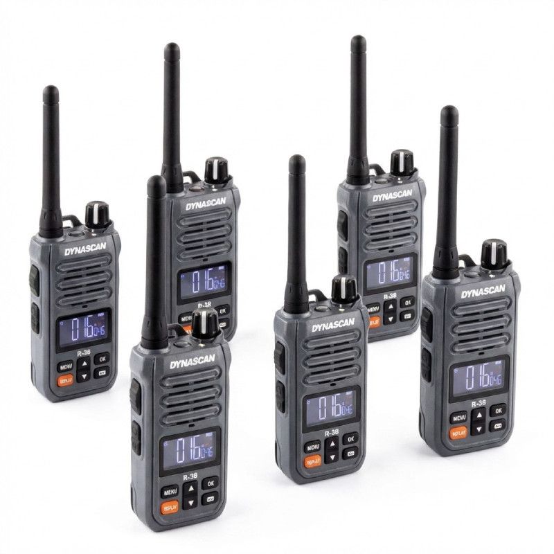 Pack of 6 PMR446 Dynascan R38 walkie-talkies