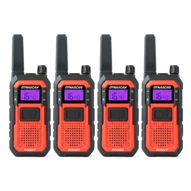 Pack of 4 Dynascan Rugged PMR446 walkie-talkies