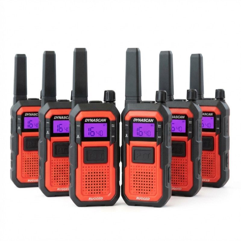 Pack of 6 Dynascan Rugged PMR446 walkie-talkies