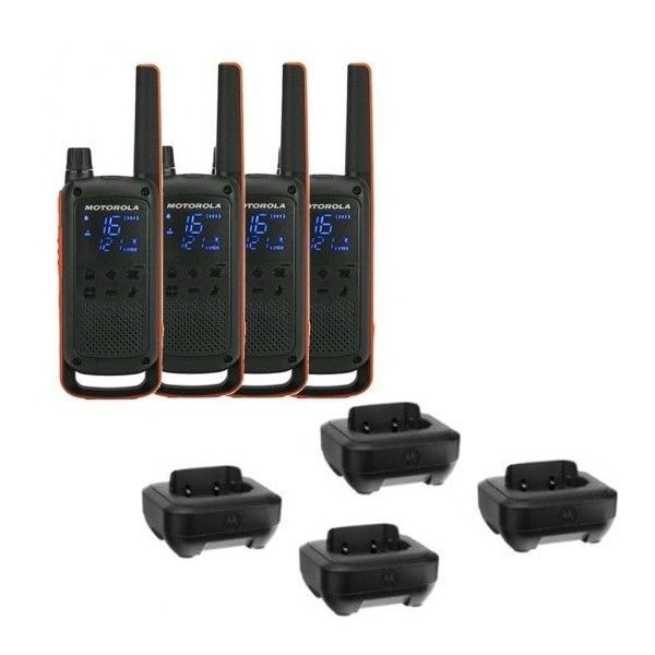 Motorola TLKR T82 Quad pack  + 4 Charging Cradles
