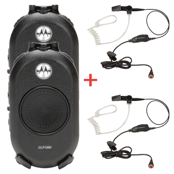Motorola CLP446 Twin Pack + 2x Surveillance Earpieces