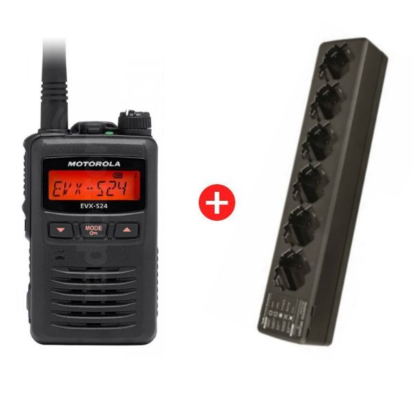 6-pack Motorola EVX-S24 + 6-way charger