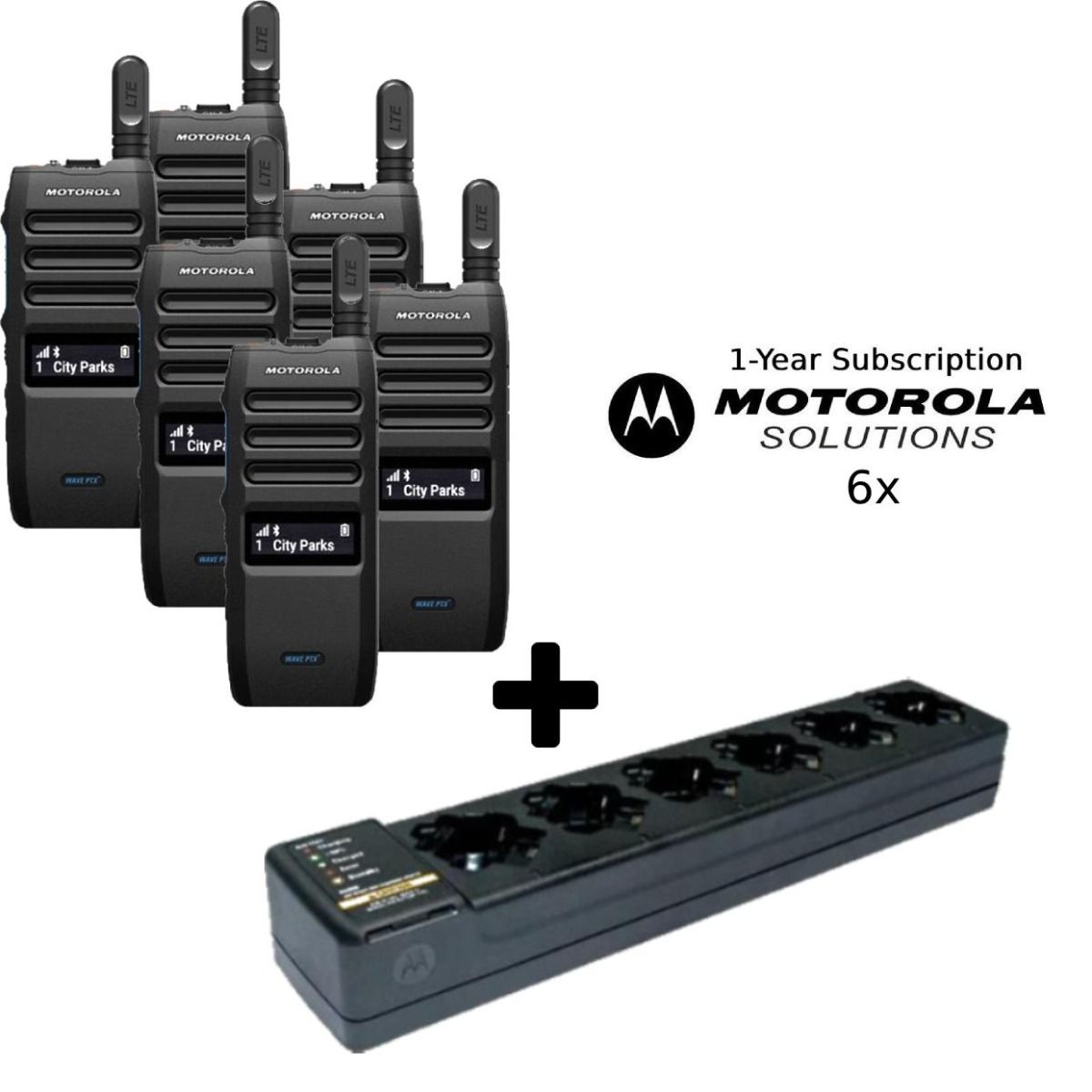 Motorola Wave TLK110 without Charger Six Pack + 1 Year Subscription + 6-Way Charger