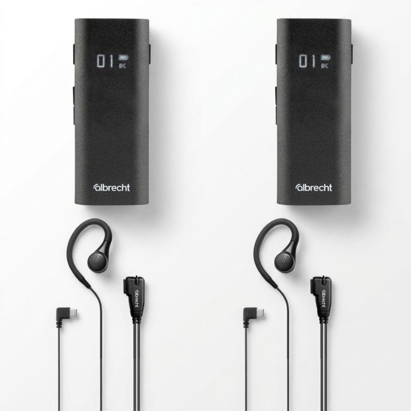 Pack of 2 Albrecht Tectalk Biz + 2 PTT headsets