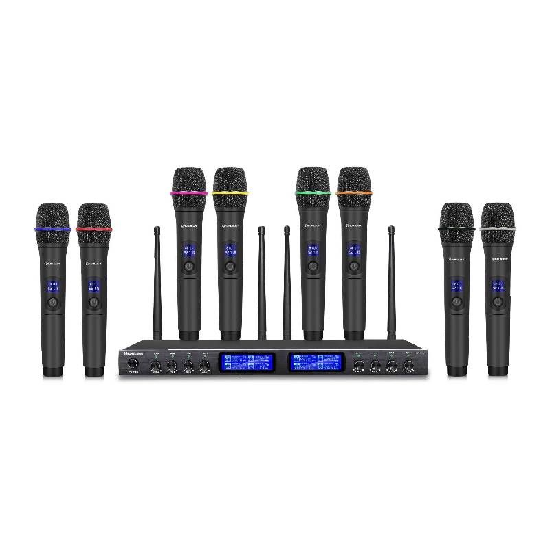 Rondson UHF receiver with 8 handheld microphones