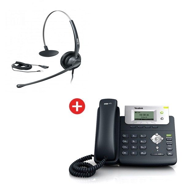 Yealink SIP-T21P VoIP Phone + Yealink YHS33 Headset + Free Cable