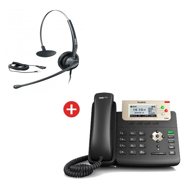 Yealink SIP-T23G VoIP Phone + Yealink YHS33 Headset + Free Cable