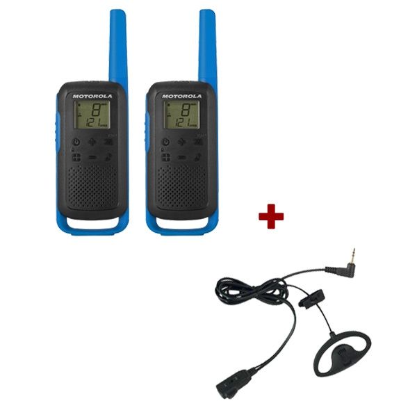 Motorola T62 (Blue) Twin Pack + D-Shaped Ear Pieces