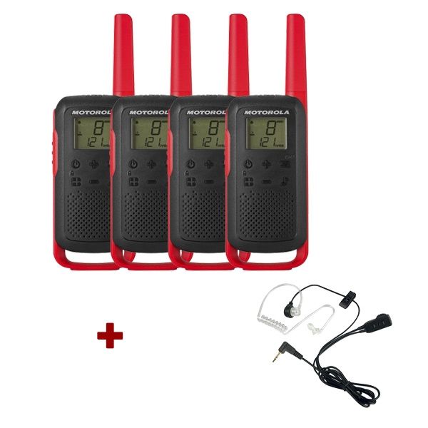 Motorola Talkabout T62 (Red) Quad Pack +  Bodyguard Kits
