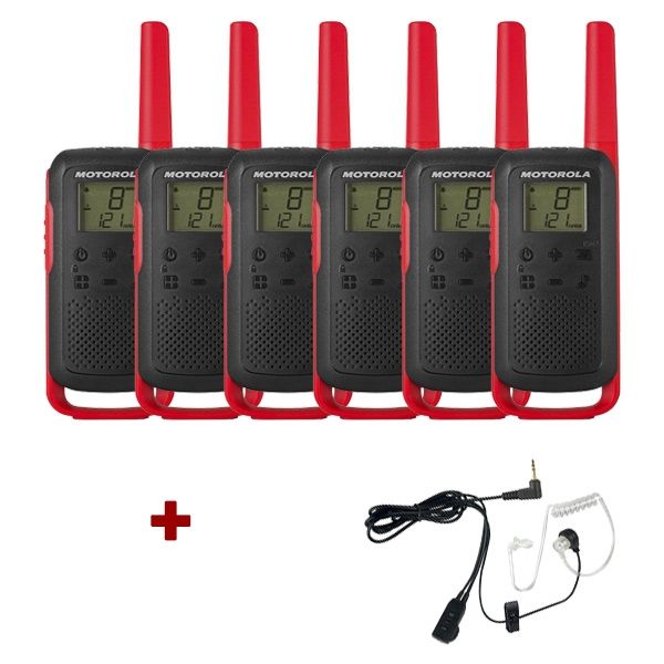 Motorola Talkabout T62 (Red) Six Pack +  Bodyguard Kits