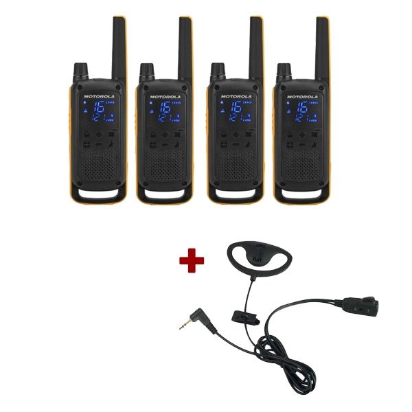 Motorola T82 Extreme Quad Pack +  D Shaped Ear Pieces