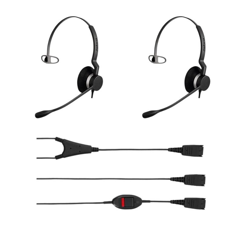 Pack 2 Jabra BIZ 2300 Mono QD Headset +  Training Cable with Mute Button