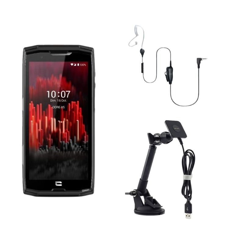 Pack Crosscall Core-M5 -64 GB + X-CAR PRO + Earphone Kit PTT