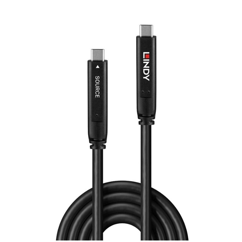 Lindy 10m USB 3.2 5Gbps & DP 1.4 Type C Fibre Optic Hybrid Cable