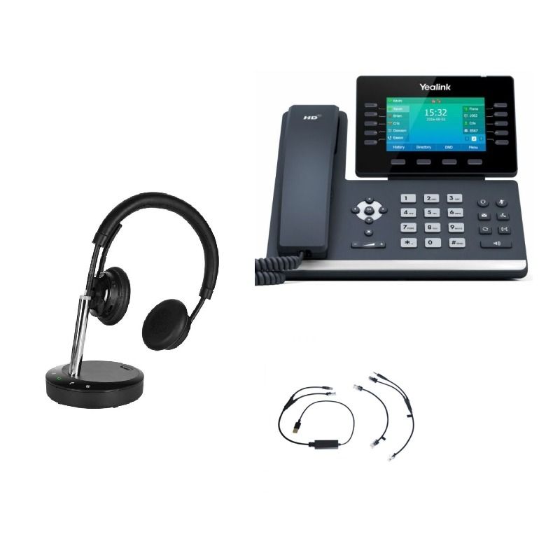 Pack Yealink T54W + Electronic Hook Switch (EHS) + Cleyver DECT Office Duo