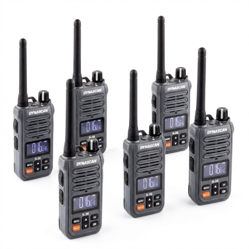 Pack of 6 PMR446 Dynascan R38 walkie-talkies