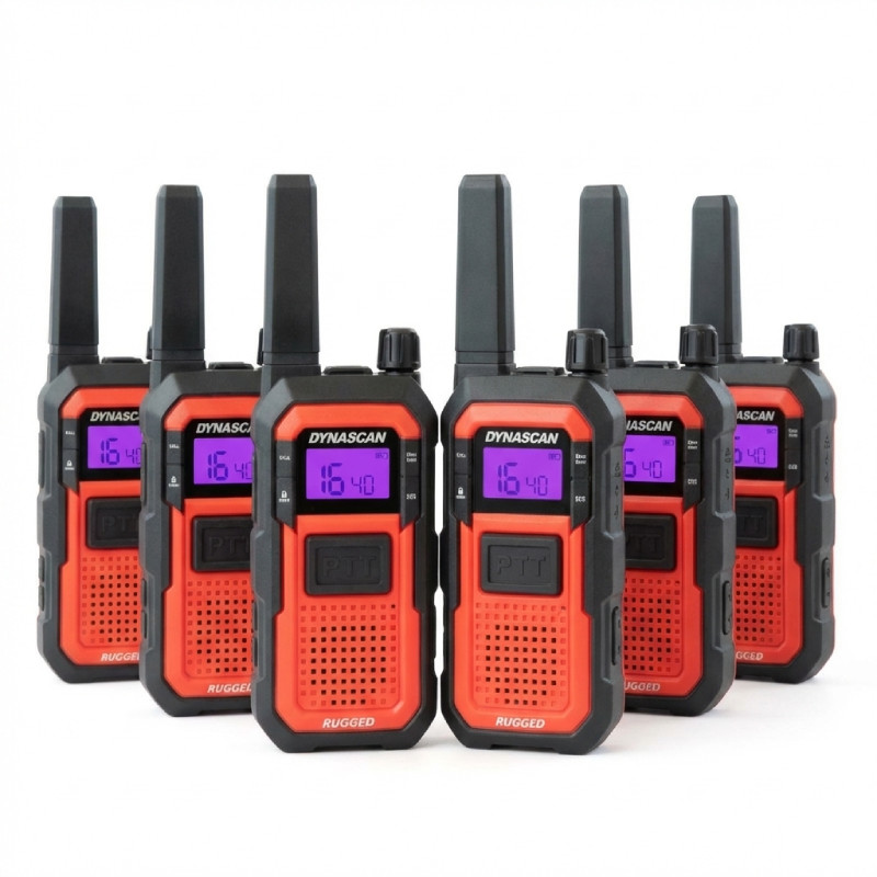 Pack of 6 Dynascan Rugged PMR446 walkie-talkies