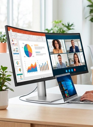 HP DQHD E45c G5 Curved Monitor - Onedirect