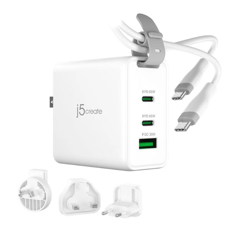 j5create JUP3565CV 65W GaN USB-C3-Port Travel Charger