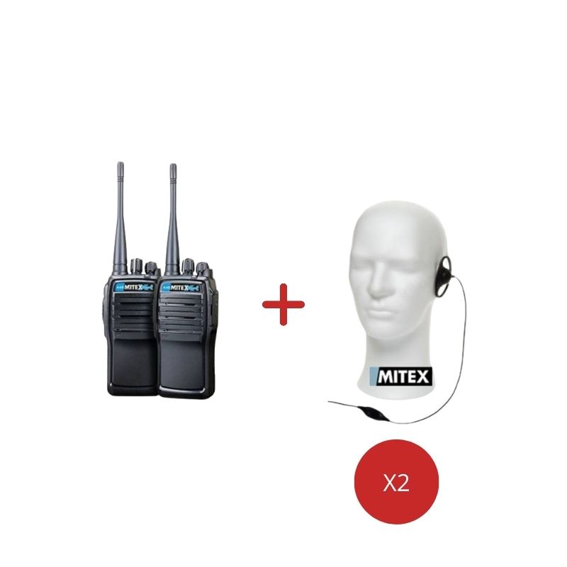 Mitex PMR446 Xtreme2 Twin Pack + D-Shape Earpieces