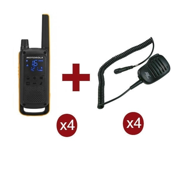 Pack Motorola TLKR T82 Extreme Quad + 4 HP microphones