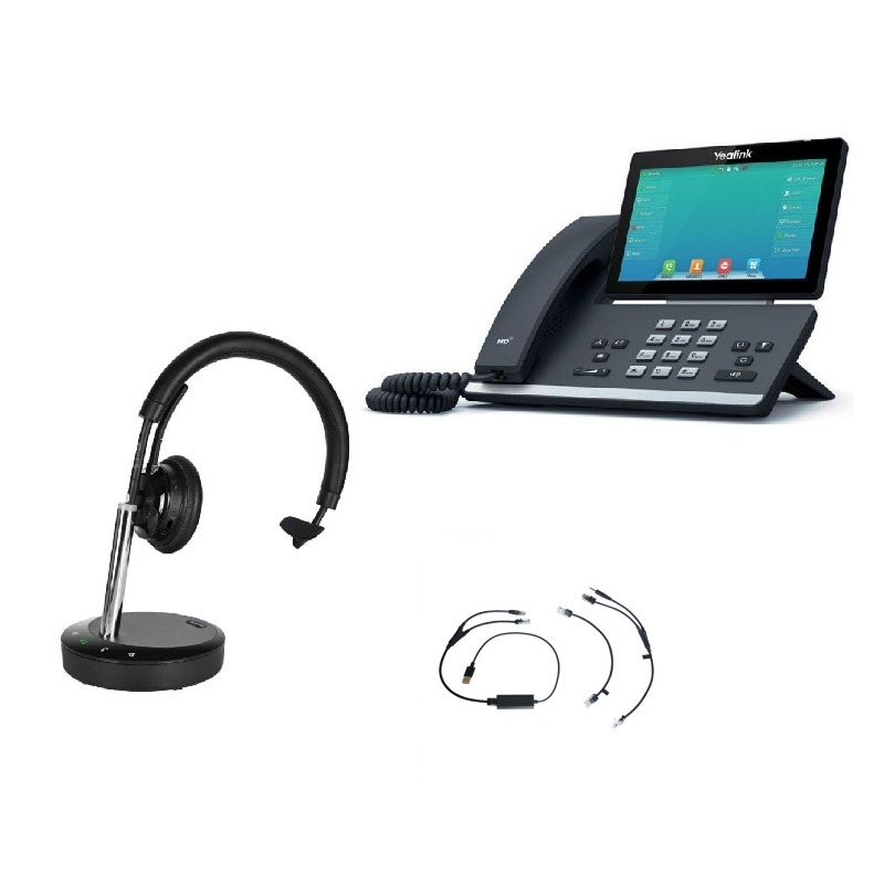 Pack Yealink T57W + Electronic Hook Switch + Cleyver DECT2 USB Mono