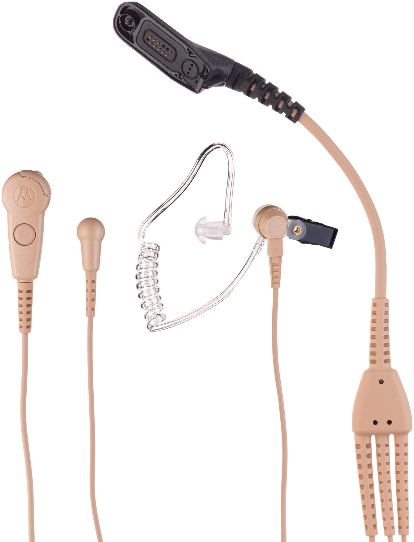Motorola Trbo 3 Wire Earpiece with PTT - Beige