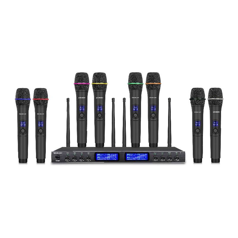 Rondson UHF Receiver with 8 Handheld Microphones (607.1 – 687.1 MHz)