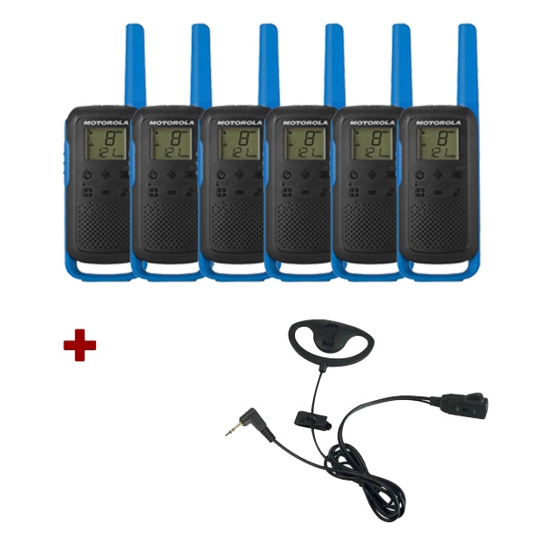 Motorola T62 (Blue) Six Pack + D-Shaped Ear Pieces