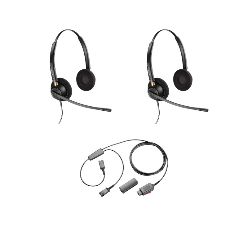 Pack 2 Plantronics EncorePro HW520 Noise Canceling + Y Adapter Training Cord