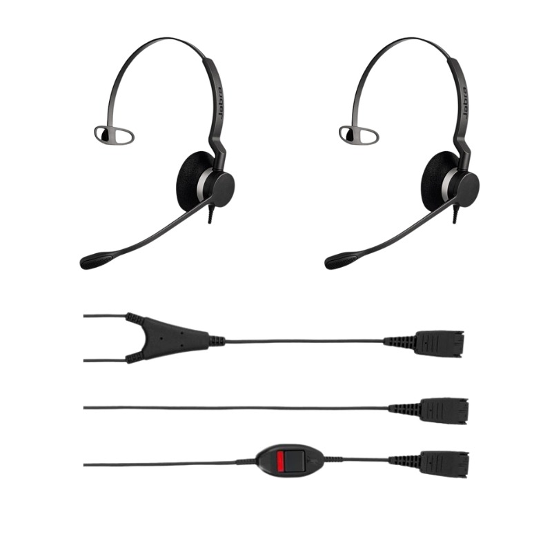 Pack 2 Jabra BIZ 2300 Mono QD Headset + Training Cable with Mute Button