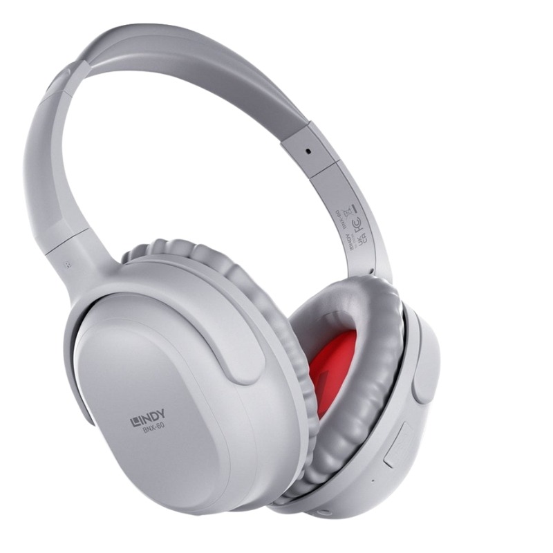 Lindy BNX-60 Wireless Active Noise Cancelling Headphones, Grey