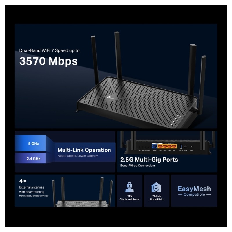 Archer BE230 Wi-Fi 7 Router: Dual-Band Wi-Fi 7 Router
